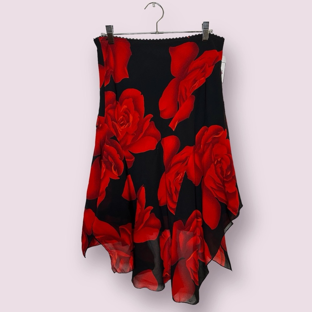 Y2K FOREVER 21 flower asymmetrical midi skirt